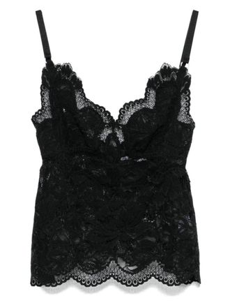 Paco Rabanne Black Lace Top With V-Neckline