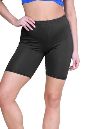 Janisramone Womens Cycling Shorts, Plain Elasticated Waist Over Knee Skinny Fit Ladies Gym Shorts, Soft Stretchy Yoga Sports Running Women Activewear Charcoal