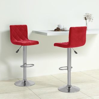 vidaXL Taburetes De Cocina 2 Unidades Terciopelo Rojo Tinto Vidaxl