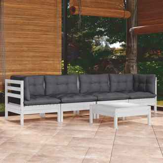 vidaXL Vidaxl - Muebles De Jard&iacute;n 5 Pzas Con Cojines Madera Maciza De Pino