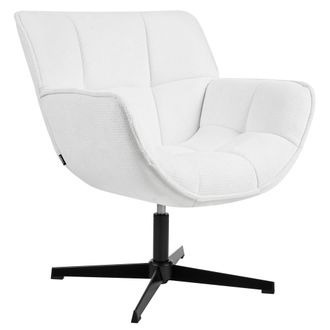Beliani Sill&oacute;n Decorativo Tapizado Con Asiento Curvo Estructura Giratoria Estilo Retro Blanco Auma