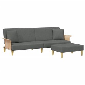 vidaXL Vidaxl - Sof&aacute; Cama 2 Plazas Y Almohadas Taburete Terciopelo Gris Oscuro
