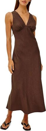 Rails Avianna Plunge Neck Linen Dress in Espresso at Nordstrom, Size Xx-Large