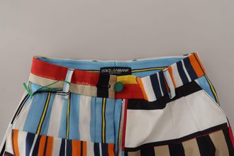 Dolce & Gabbana Womens Multicolor Striped High Waist Cotton Pants