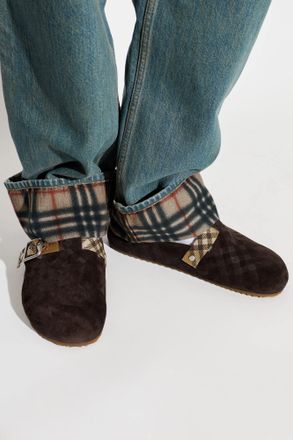 Burberry Urchin Slides, Mens, Brown
