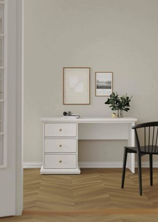 Dmora Escritorio Dmora Con Tres Cajones, Color Blanco, 130 X 73,9 X 61,6 Cm, Con Embalaje Reforzado