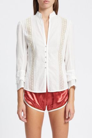 Ann Demeulemeester Lidy Open Front Shirt With Lace Ribbons