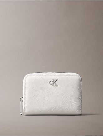 Calvin Klein Womens Minimal Monogram Zip Flap Wallet - Open White