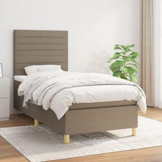vidaXL Cama Box Spring Con Colch&oacute;n Tela Gris Taupe 80x200 Cm Vidaxl
