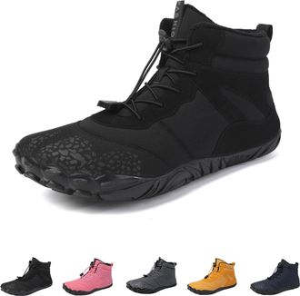 Generic Winter Mens Womens Barefoot Shoes, Hiking Barefoot Winter Boots, Zero Drop Sole Trail Running Shoes Wide Toe Shoes (6801 Black, Adult, Men, 4, Numeric