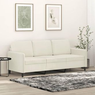 vidaXL Sof&aacute; De 3 Plazas Terciopelo Color Crema 180 Cm Vidaxl