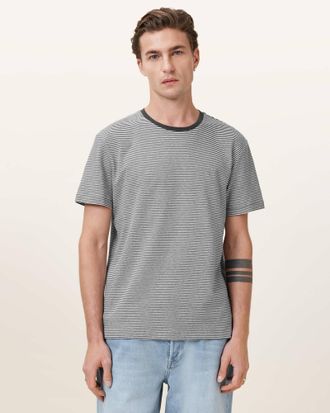 AllSaints Cotton Dillon Striped Crew Neck T-shirt, Size: L