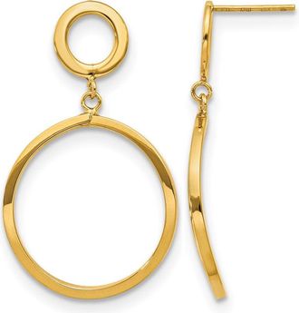 Diamond2Deal 10K Yellow Gold Round Drop Dangle Earrings