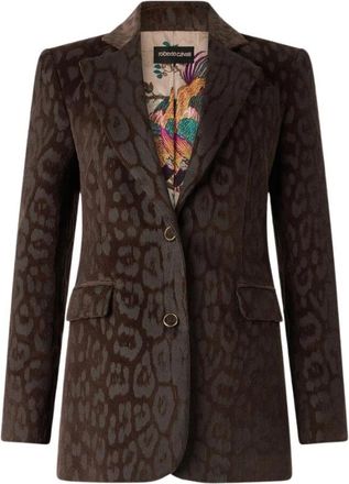 Roberto Cavalli Jaguar Skin Corduroy Jacket - Dames - Blazers - Bruin - S - Katoen - Jassen