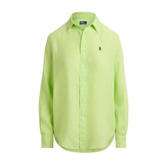 Polo Ralph Lauren Shell Button Embroidered Pony Shirt - female - Polo Ralph Lauren - Shirts - Green - XL - Blouses & Shirts