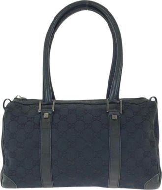 Gucci Pre-owned Handbags, female, Blue, Size: ONE SIZE Pre-owned GG Canvas Leather Handbag