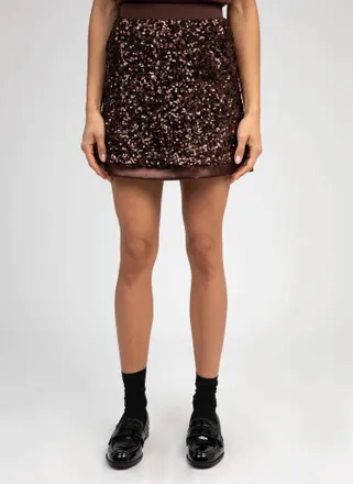 Ange A Sequin Mini Skirt In Caffe