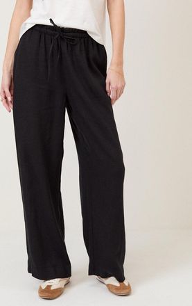 Nobody's Child Black Linen-Blend Straight Leg Trousers