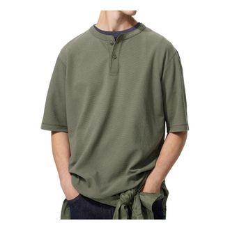 Uniqlo Dry Waffle Henley Neck T-Shirt Short Sleeve Olive 483924-57