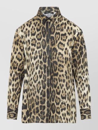 Roberto Cavalli long sleeve animal pattern collared shirt