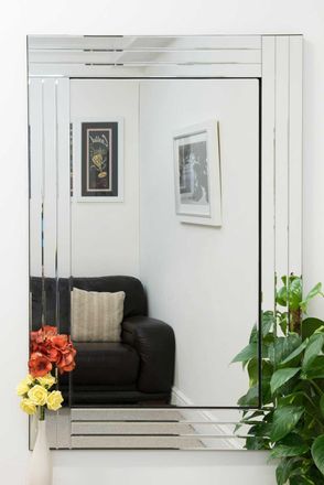 MirrorOutlet Oakley All Glass Triple Edge Bevelled Large Dress Mirror 120 x 80 CM in Silver | Size: 1 Pack