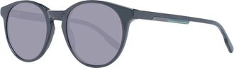 Hackett Accessoires, Heren, Zwart, ONE Size, Zwarte Ronde Zonnebril Blauwe Lenzen