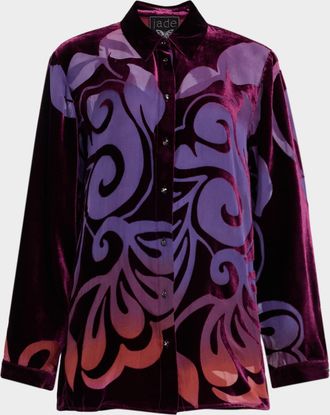 Johnny Was Bess Button-Down Ombre Burnout Blouse