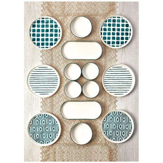 Hermia Set per la colazione, set di stoviglie, tovaglietta Set 100% Ceramica