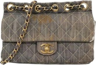 Chanel Pre-owned Cross Body Bags, female, Gray, Size: ONE SIZE Pre-owned Vintage Denim Shoulder Bag