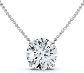 Pompeii3 1 1/2Ct Round Cut Solitaire Diamond Pendant 14k Gold Womens 18 Chain Lab Grown