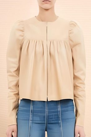 Ulla Johnson Anouk Zip Up Leather Jacket In Alabaster