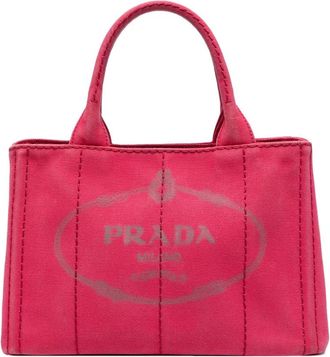 Prada Pre-owned Tote Bags, female, Pink, Size: ONE SIZE Pre-owned Canvas Tote