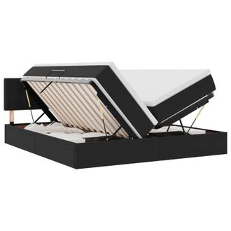vidaXL Cama De Almacenamiento Led Con Colch&oacute;n Negro 180 X 200 Cm Vidaxl