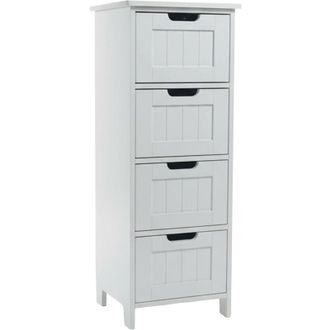 Relaxdays Armadio da bagno Relaxdays, 4 cassetti, HxLxP: 82 x 30 x 30 cm, MDF, compatto, armadietto bagno, cucina, bianco