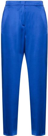 Giorgio Armani tapered silk trousers - women - Silk - 42 - Blue