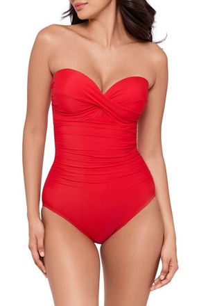 Miraclesuit Rock Solid Madrid Bandeau One-Piece Swimsuit in Poppy at Nordstrom, Size 10