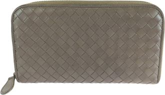 Bottega Veneta Intrecciato Brown Leather Long Wallet (Bi-Fold) (Pre-Owned)