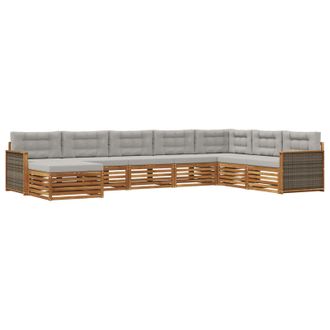 vidaXL Conjunto De Sof&aacute;s De Exterior 8 Pcs Natural Y Gris Claro Vidaxl