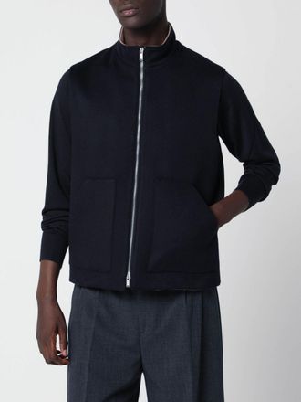 Lardini Gilet in lana a maglia con collo alto e chiusura a zip