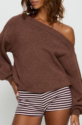 Princess Polly Noble One-Shoulder Sweater in Chocolate at Nordstrom, Size 8