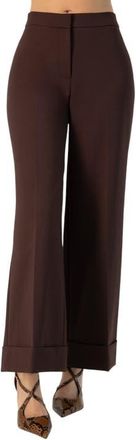 Ivonne Straight-Leg Culotte Pants with Wide Hem in Brown at Nordstrom, Size 14