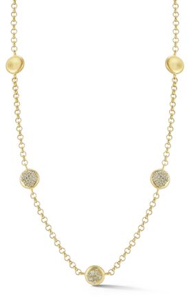 Glaze Jewelry Sterling Silver Button Station Necklace