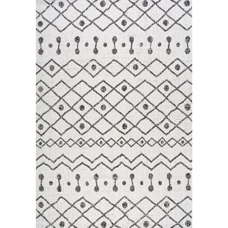 Jonathan Y Designs Nokat Bohemian Indoor/Outdoor Area Rug in Ivory/black at Nordstrom, Size 5Ft 0In X 8Ft 0In