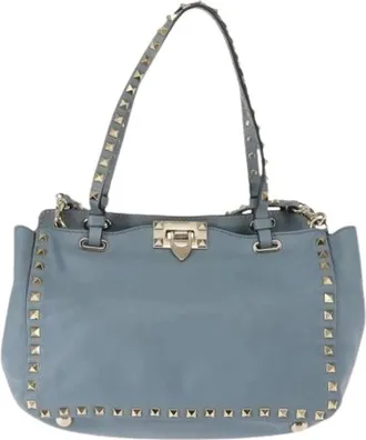 Valentino Pre-owned Handbags, female, Blue, Size: ONE SIZE Pre-owned Rockstud Tote