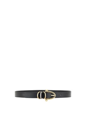 Chlo&eacute; Womens Leather Bracelet Belt Black Calf Bos Taurus E Braces