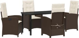 vidaXL Garden Dining Set 5 pcs Brown Poly Rattan Vidaxl