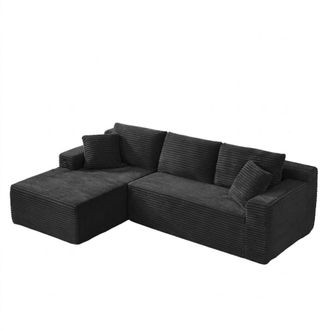 Urban Meuble Sof&aacute; de esquina modular de 3 plazas, espuma viscoel&aacute;stica, negro
