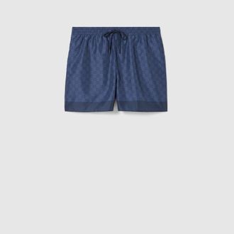 Gucci Printed Technical Poplin Swim Shorts, Size 44 IT, Blue, Ready-to-wear