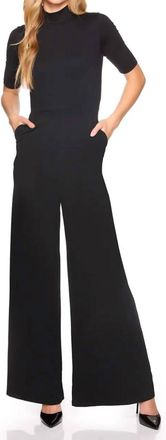Susana Monaco Mock Neck Short Sleeve Jumpsuit In Black