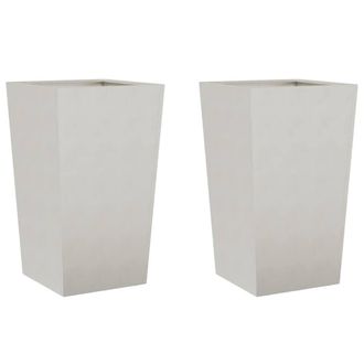 Berkfield Home Garden Planters 45x45x75 cm 2 pcs Stainless Steel in Light Grey | Size: 45 x 45 x 75 cm
